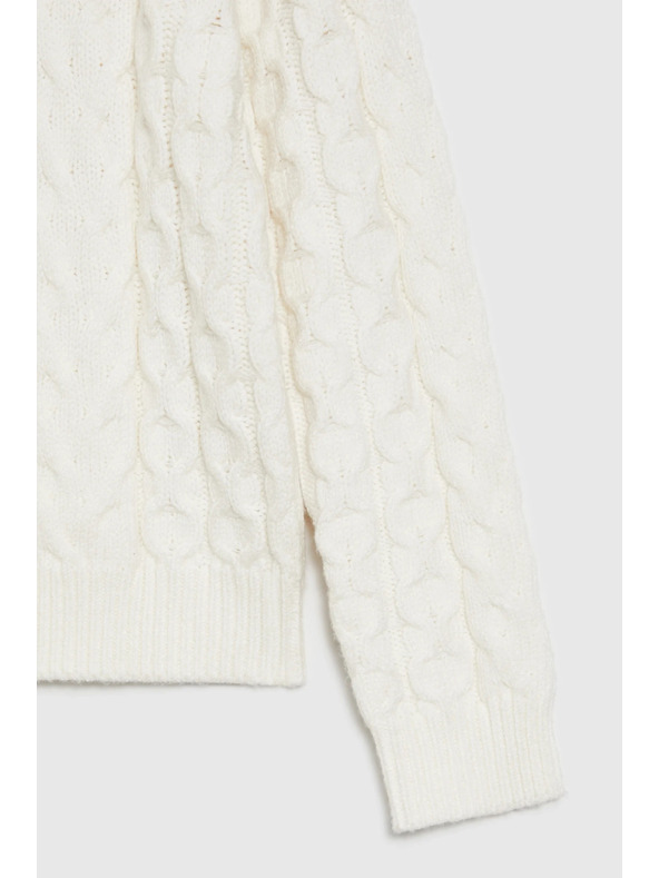 Moodo Sveter s ozdobným vrkočom béžový Moodo