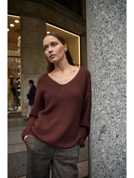 Moodo Sveter jednoduchého strihu hnedý Moodo