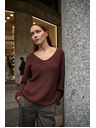Moodo Sveter jednoduchého strihu hnedý Moodo