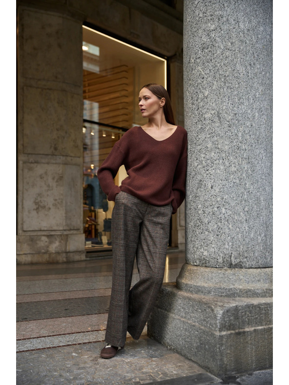 Moodo Sveter jednoduchého strihu hnedý Moodo