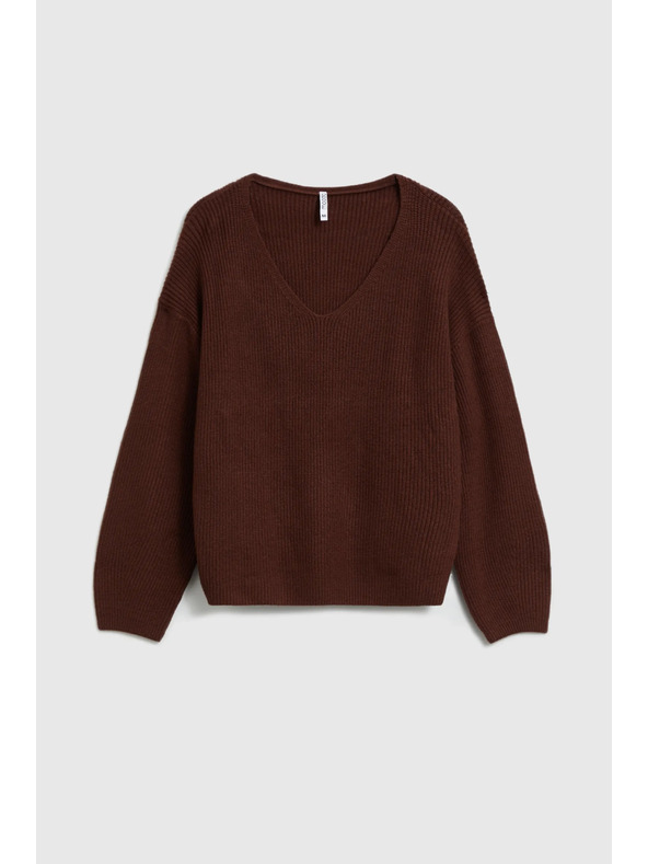 Moodo Sveter jednoduchého strihu hnedý Moodo