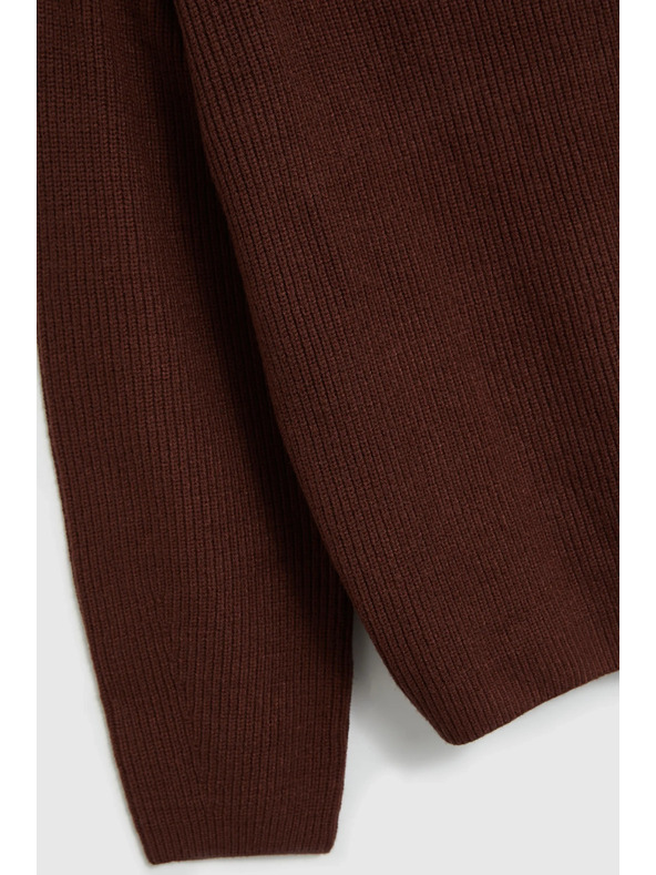 Moodo Sveter jednoduchého strihu hnedý Moodo