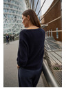 Moodo Sveter jednoduchého strihu tmavo modrý Moodo