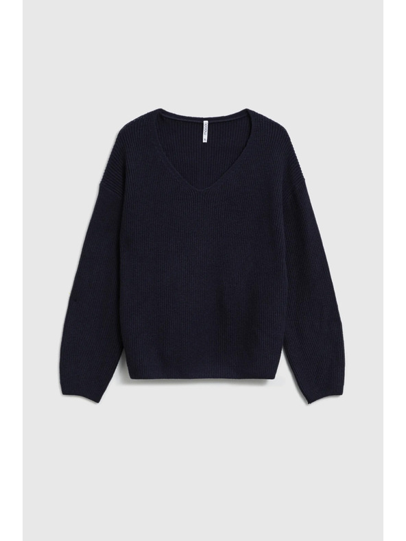 Moodo Sveter jednoduchého strihu tmavo modrý Moodo