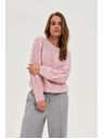 Moodo Sveter s ozdobným vrkočom ružový Moodo