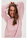 Moodo Sveter s ozdobným vrkočom ružový Moodo