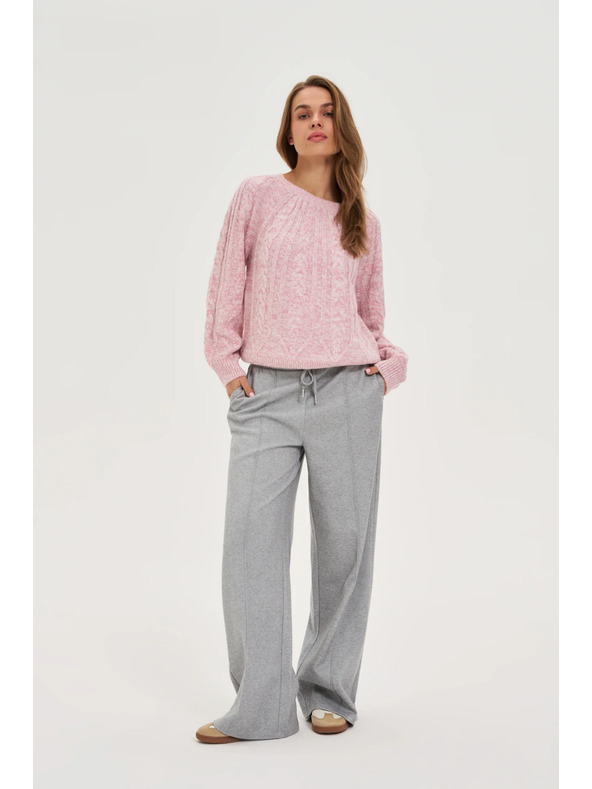Moodo Sveter s ozdobným vrkočom ružový Moodo