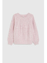 Moodo Sveter s ozdobným vrkočom ružový Moodo