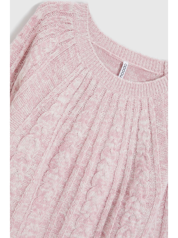 Moodo Sveter s ozdobným vrkočom ružový Moodo