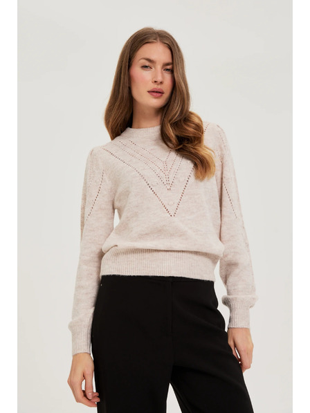 Moodo Béžový sveter s nafúknutými rukávmi Moodo