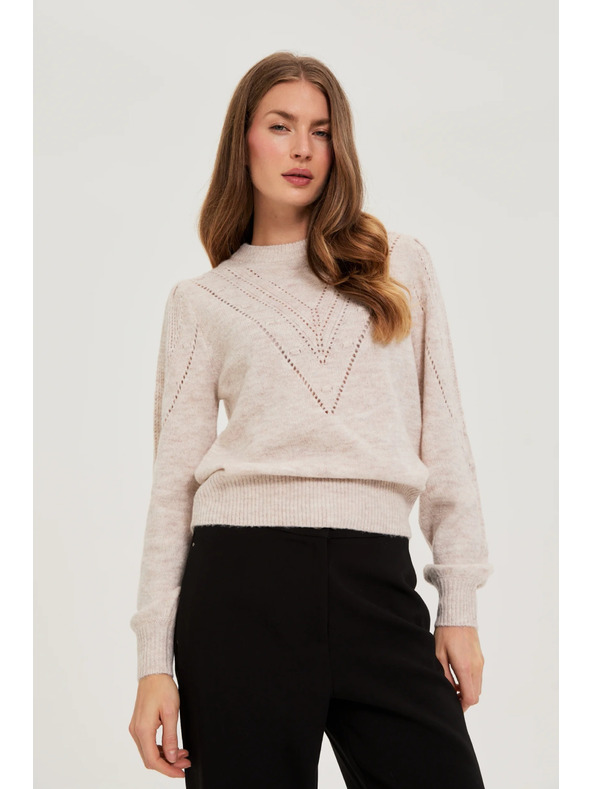 Moodo Béžový sveter s nafúknutými rukávmi Moodo