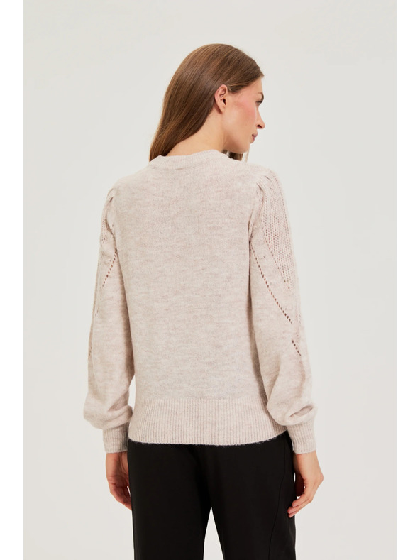 Moodo Béžový sveter s nafúknutými rukávmi Moodo