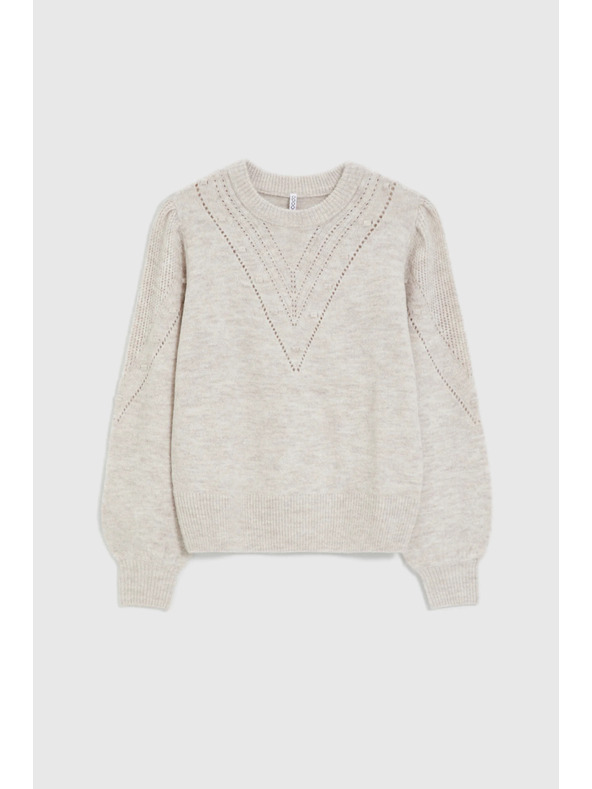 Moodo Béžový sveter s nafúknutými rukávmi Moodo