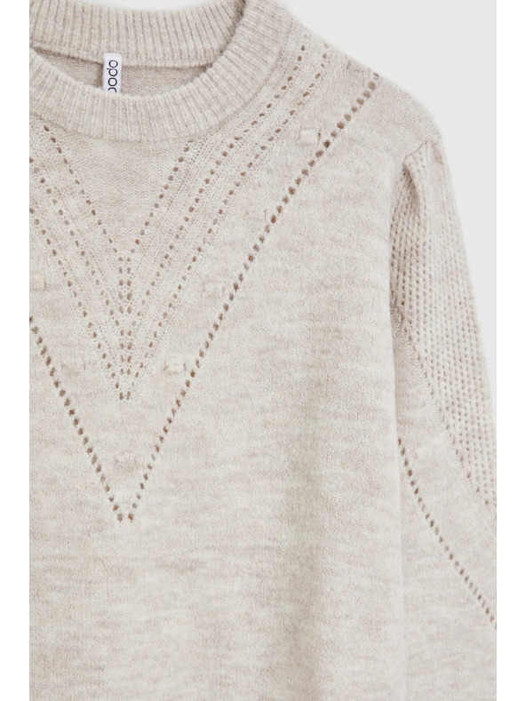 Moodo Béžový sveter s nafúknutými rukávmi Moodo