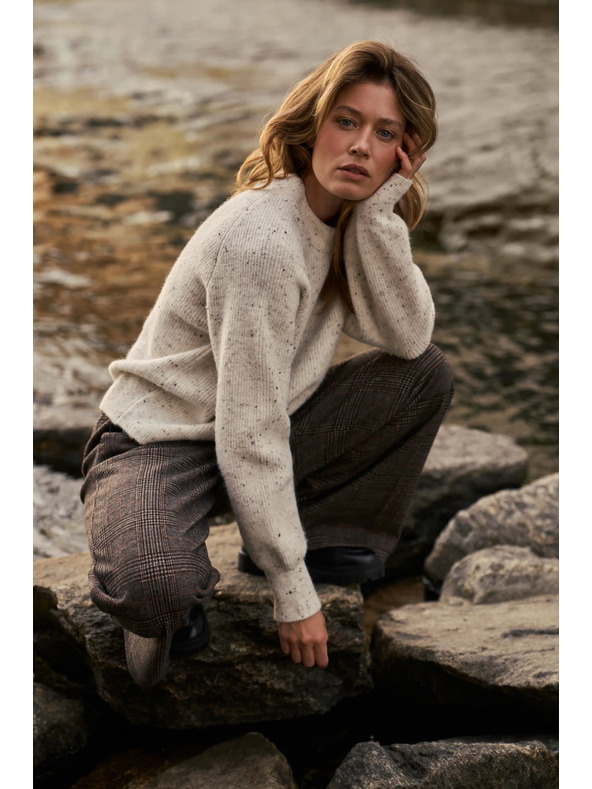 Moodo Sveter jednoduchého strihu ecru Moodo