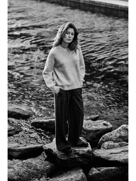 Moodo Sveter jednoduchého strihu ecru Moodo