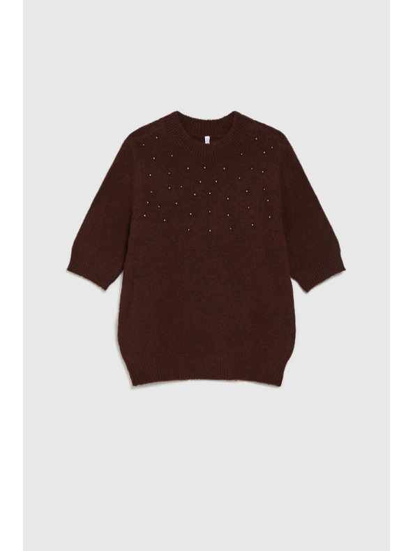 Moodo Vínový sveter s krátkymi rukávmi Moodo