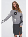 Moodo Sveter s kvetinovým vzorom sivý Moodo