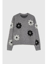 Moodo Sveter s kvetinovým vzorom sivý Moodo