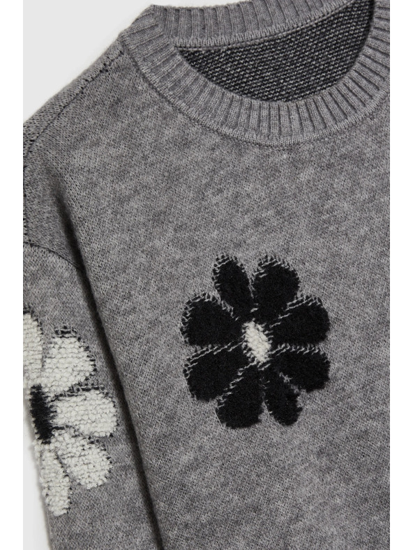 Moodo Sveter s kvetinovým vzorom sivý Moodo