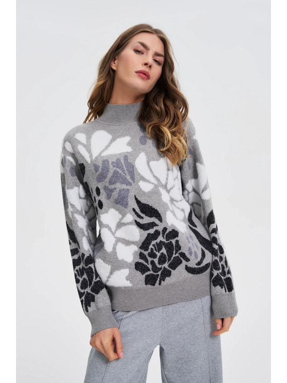 Moodo Sveter so stojačkou sivý Moodo