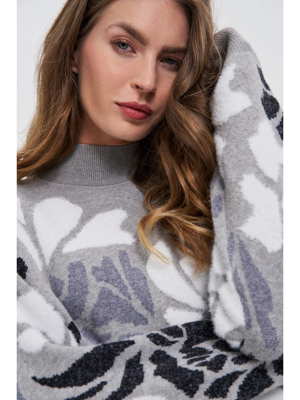 Moodo Sveter so stojačkou sivý Moodo