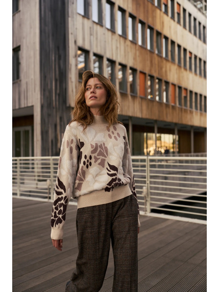 Moodo Vzorovaný sveter béžový Moodo