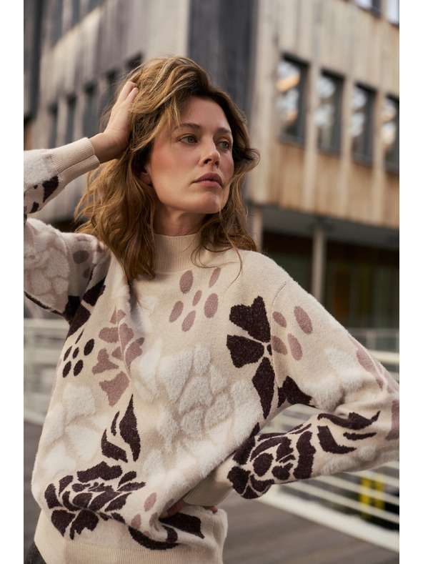 Moodo Vzorovaný sveter béžový Moodo