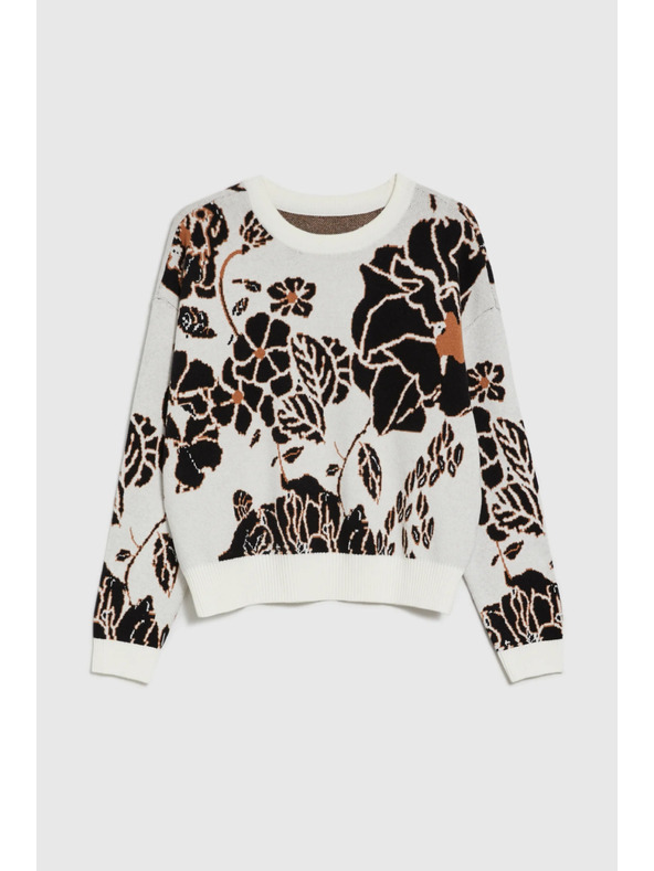 Moodo Béžový sveter s kvetmi Moodo