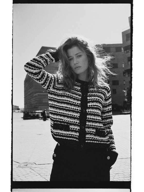 Moodo Čierny pruhovaný kardigán Moodo