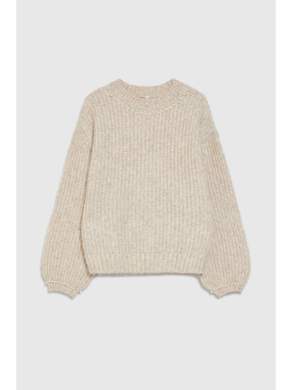 Moodo Sveter s perlami béžový Moodo