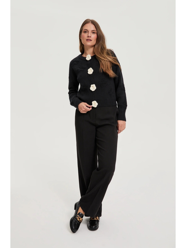 Moodo Čierny kardigán s kvetinovým motívom Moodo