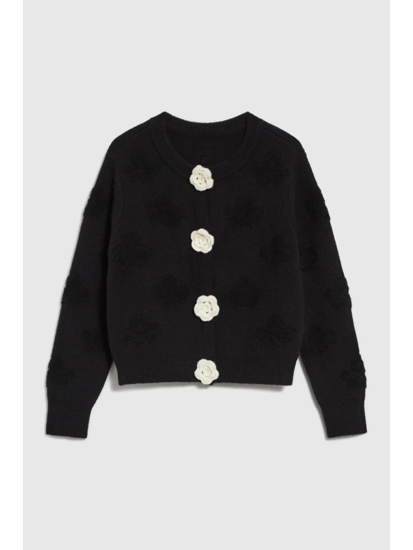 Moodo Čierny kardigán s kvetinovým motívom Moodo