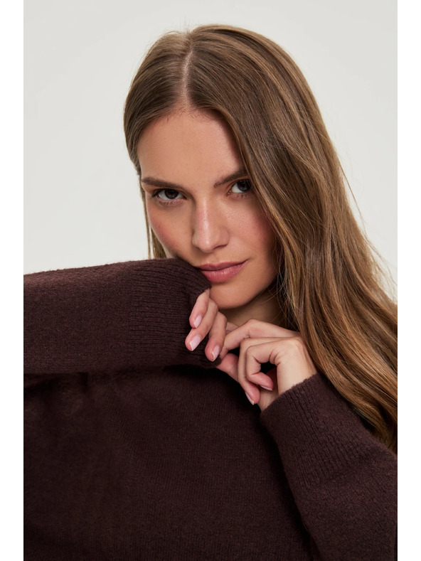 Moodo Hladký sveter hnedý Moodo