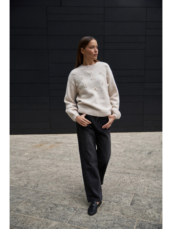 Moodo Béžový sveter s aplikáciou Moodo