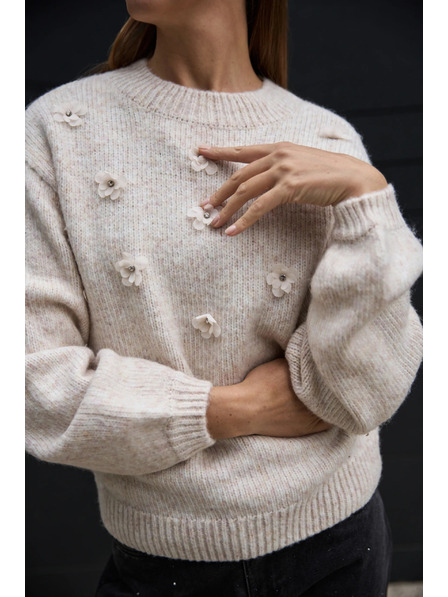 Moodo Béžový sveter s aplikáciou Moodo