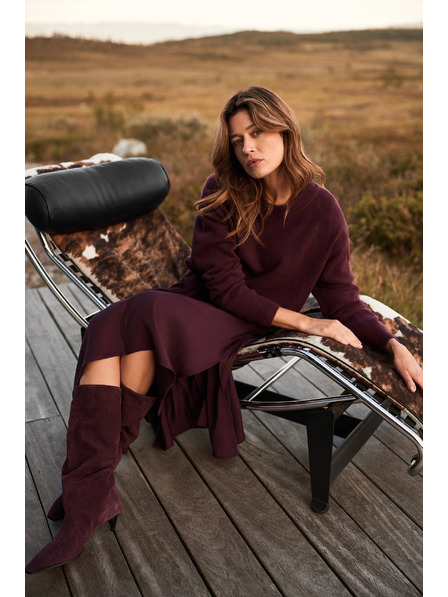 Moodo Hladký sveter burgundský Moodo