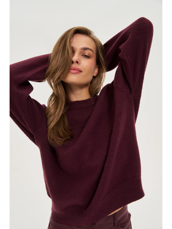 Moodo Hladký sveter burgundský Moodo