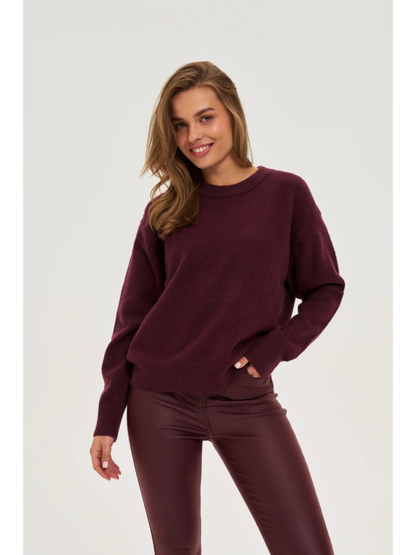 Moodo Hladký sveter burgundský Moodo