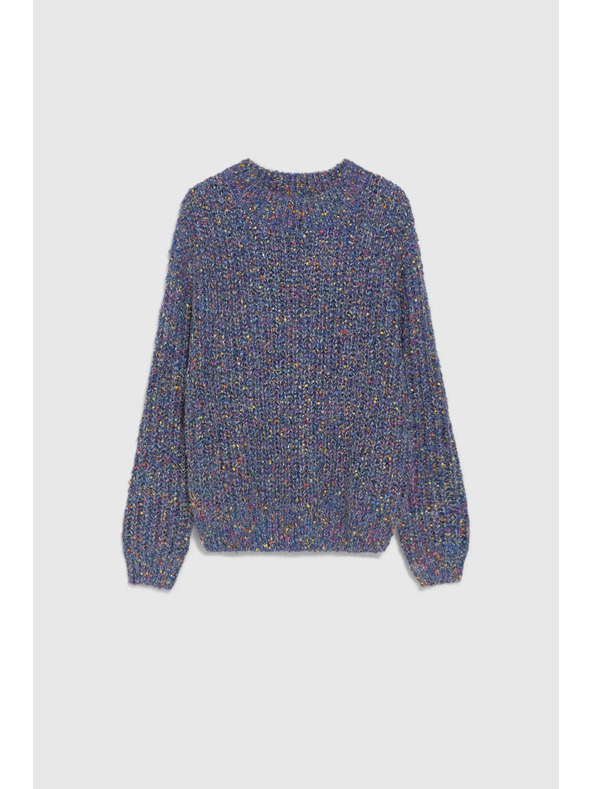 Moodo Sveter zdobený farebnou niťou tmavo modrý Moodo