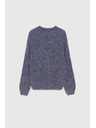Moodo Sveter zdobený farebnou niťou tmavo modrý Moodo