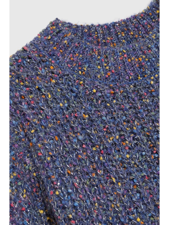 Moodo Sveter zdobený farebnou niťou tmavo modrý Moodo