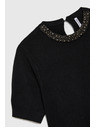 Moodo Čierny sveter s ozdobným výstrihom Moodo