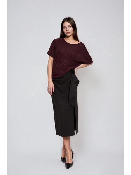 Moodo Hnedý sveter s krátkymi rukávmi Moodo