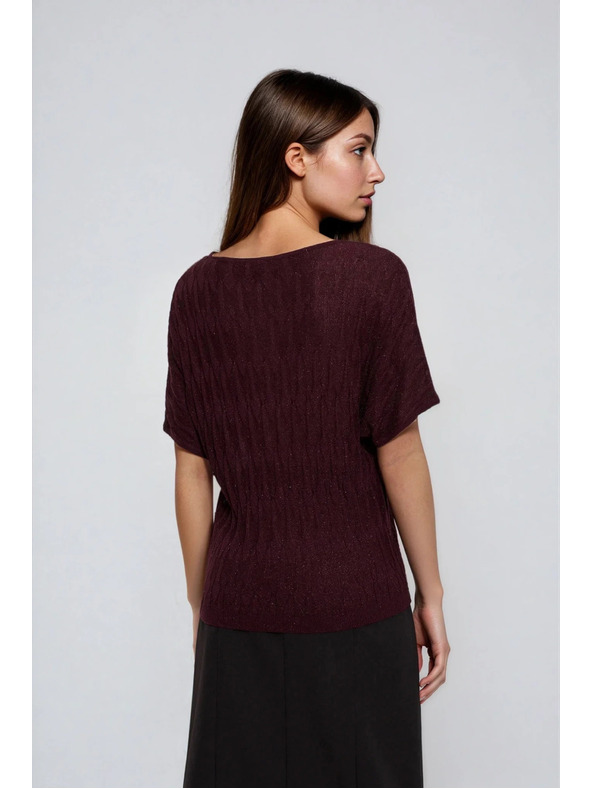 Moodo Hnedý sveter s krátkymi rukávmi Moodo