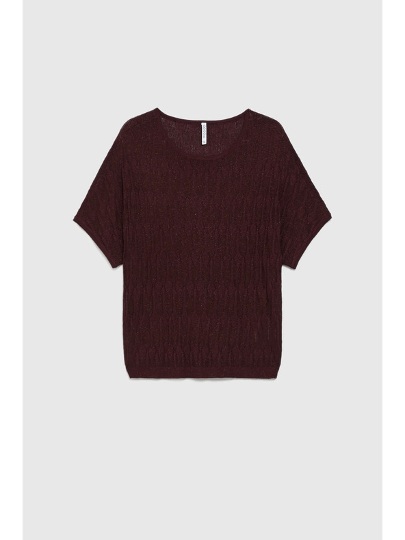 Moodo Hnedý sveter s krátkymi rukávmi Moodo