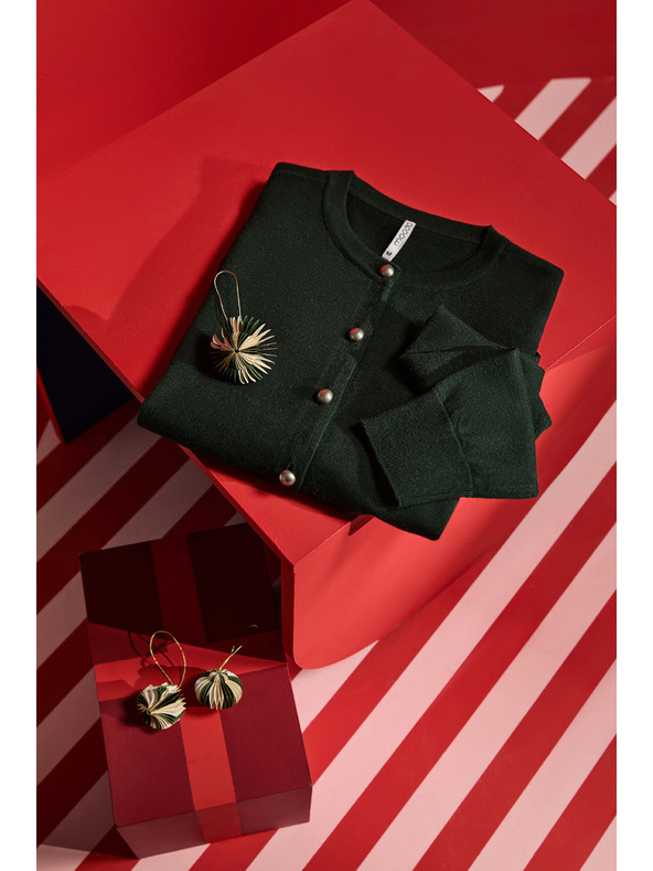 Moodo Tmavo zelený kardigán Moodo