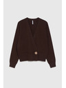 Moodo Hnedý kardigán s ozdobným gombíkom Moodo
