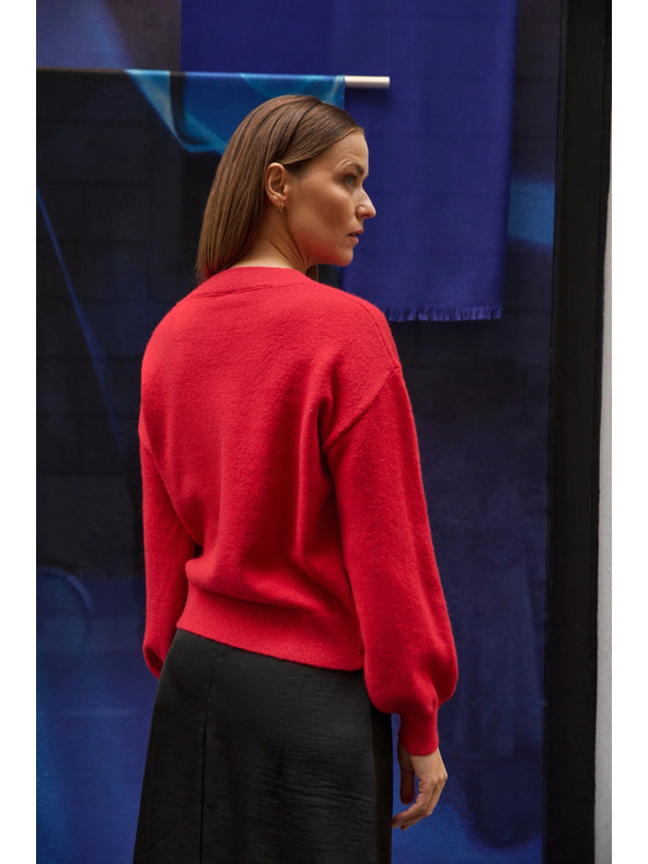 Moodo Sveter s ružou červený Moodo