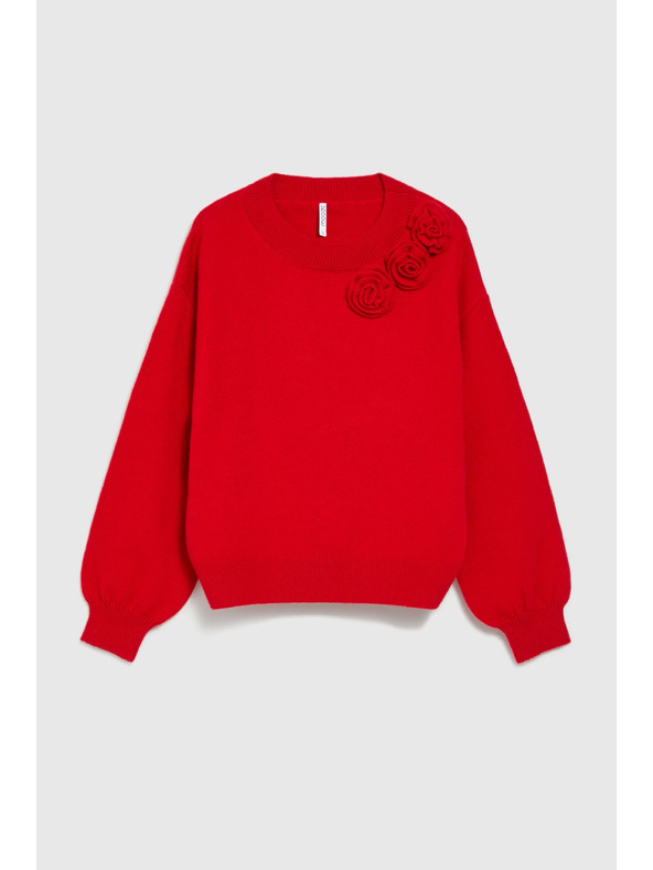 Moodo Sveter s ružou červený Moodo